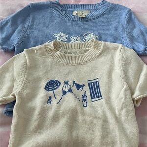 Jessica Simpson Cream and Blue Embroidered Sweater